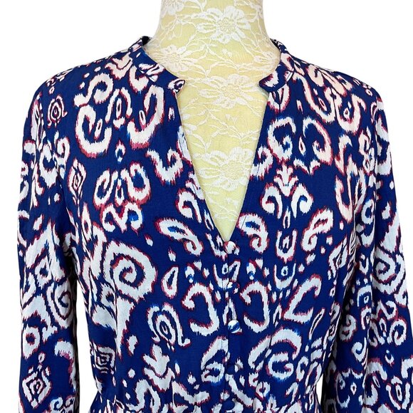 Zara Long Sleeve V-Neck Dress Covered Buttons & Loops Gored Flared Skirt M NWT - Picture 2 of 9